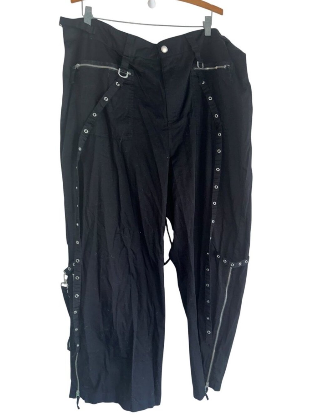 Torrid Womens Nightfall Baggy Wide Leg Hardware Pants Sz 20 Black Goth Grunge
